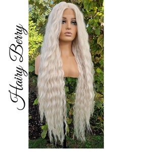 Gyaru Perücke, Cosplay Perücke, kinky Perücke, Belle Lace Perücke, 42 Zoll, Lace Front Perücke, ziehen Sie Königin Perücke, Platin blonde Perücke, blonde Perücke, lockige blonde Perücke