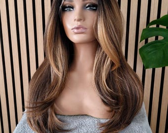 parrucca Paramount, parrucca Belle Lace, parrucca frontale in pizzo, parrucca calico, parrucca calic, parrucca marrone sfumato, parrucca bionda, parrucca marrone, parrucca marrone riccia