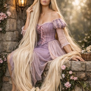 Rapunzel cosplay wig, Elsa wig, extra long blonde wig, straight platinum blonde synthetic wig, fairy tale princess wig