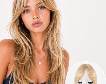 Frangia con clip, frangia sfilata con tempie, frangia ad aria, frangia con clip dall'aspetto naturale, 3 opzioni di colore, clip per capelli