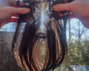 Human Hair Topper with Clips Realistic 8x11 Natural Brown Color