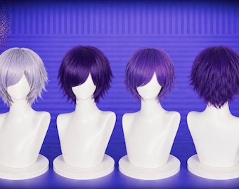 Cosplay wig Purple,Mens Wig, scene wig, emo wig, drag wig, anime wig, purple wig, costume wig, popovy wig, Gothic Cosplay Hair, ponytail wig