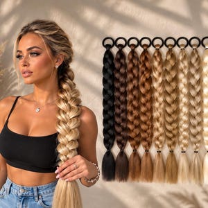 Long Braided Ponytail Extension with Hair Tie – 24 Inch / 60 cm Synthetic Braid, 10 Colors, Easy Wrap Around Ponytail Hairpiece