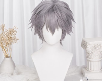 Till Alien Stage Cosplay Wig Silver Gray Anime Wig Short Layered Fluffy Heat Resistant Comic Con Costume Wig