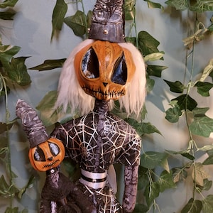 PHANTOM & SPECTRE~ OOAK pumpkin art doll. Large doll. Unique, weird and wonderful collectable dolls by Strangely Eccentric