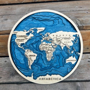 Carte du monde 3D - six couches
