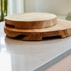 Tabla de cortar/elevador de madera de teca auténtica, soporte