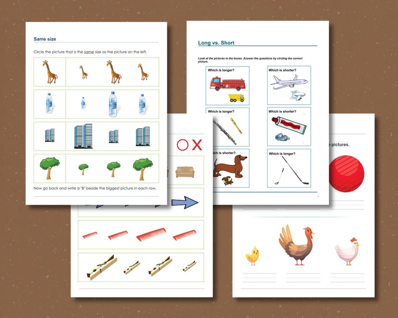 Size Comparison Worksheets for Preschool & Kindergarten | Big Small ...