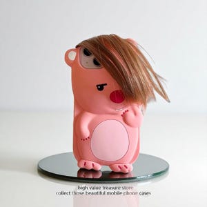 Funda para iPhone con diseño de castor: silicona suave, diseño de flequillo, diseño de animal kawaii