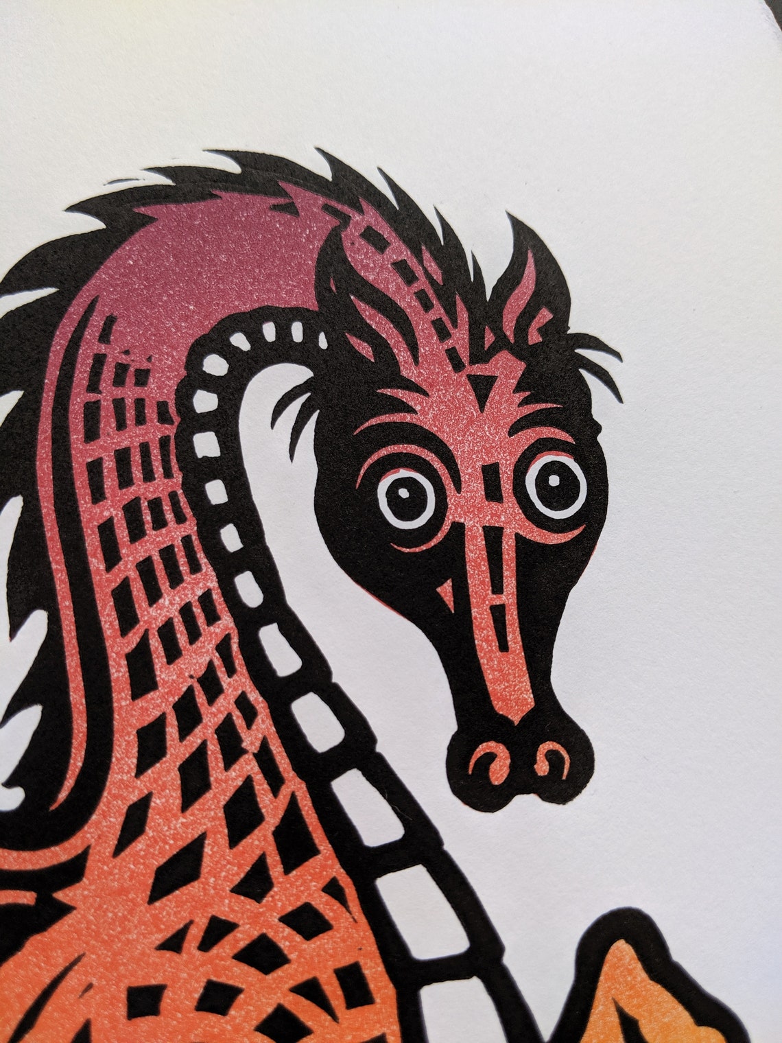 Dragon Original Linocut Print Etsy