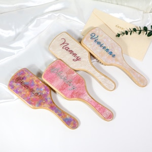 Unique Bridesmaid Hair Brushes, Bridesmaid gifts, Bachelorette favors, Personalize gifts, Bridal shower gifts, Unique Wedding favors