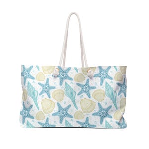Beach Themed Weekender Bag - Nautical Travel Tote for Summer Getaways, Vacation Accessory, Beach Day Essentials, Stylish Storage Bag, [...]