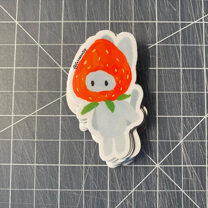 Strawberry Cat Waterproof Vinyl Sticker | Fruit Stickers, Kindle Case ...