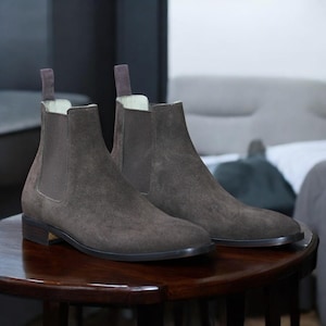 Handmade Men's Brown Suede Chelsea Boots | Designer Ankle Boots | Stylish Outwear Chelsea Boots| Handcrafted Boot