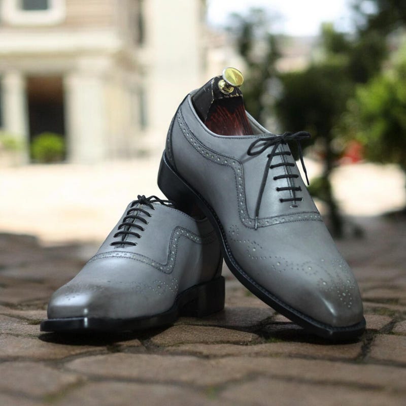 Grey Leather Shoes - Etsy