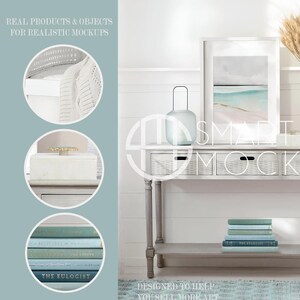 Coastal Room Mockup, Beach House Mockup, White Poster Frame Mockup, White Room Mockup, 4:5 Ratio Frame, Coastal Mockups, Neutral Mockups