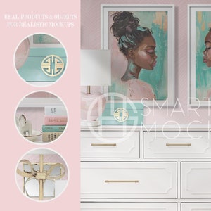 Two Frames Mockup, Pink Room Mockup, Tween Room Mockup, 2:3 Ratio, Vertical Mockup, Poster Mockup, Girls Bedroom Mockup, Pink Art Aesthetic