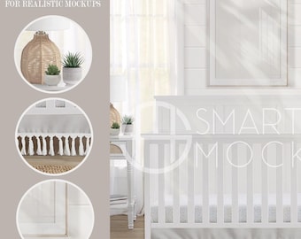 Nursery Frame Mockup, Nursery Room Mockup, Neutral Nursery Mockup, nursery mockup for Print, Set Of 2 Frames Mockup, Interior Kids Mockup