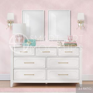Pink Room Frame Mockup, Tween Room Mockup, 2:3 Ratio Frame Mockup, Vertical Mockup, Poster Mockup, Set of 2 Frames, Girls Bedroom Mockup,