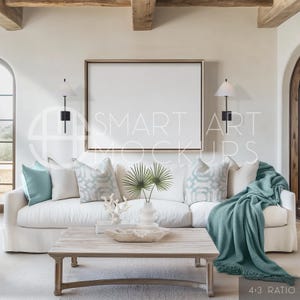 Coastal Living Room Mockup, Beach House Mockup, Living Room Mockup, Horizontal Frame, Canvas Frame Mockup, Wall Art Mockup, Interior Mockup