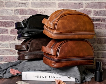 Personalized PU Leather Toiletry Bag: Groomsmen Gift, Travel Dopp Kit
