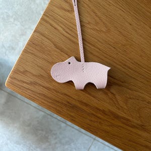Cute Hippo leather bag charm, Unique bag charm, Hippo keyring, Handmade Leather Gift, Leather Handbag and Purse Charm, Present For Mom