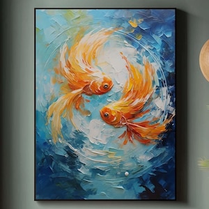 Abstract Goldfish Painting: Vibrant Aquatic Art (Digital Download)