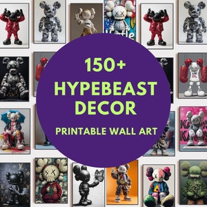 Set di 150 stampe di figure Hypebeast, Mega Bundle di Urban Wall Art, Street Culture, Hype Fashion, Poster da collezione, Arte stampabile, Download digitale