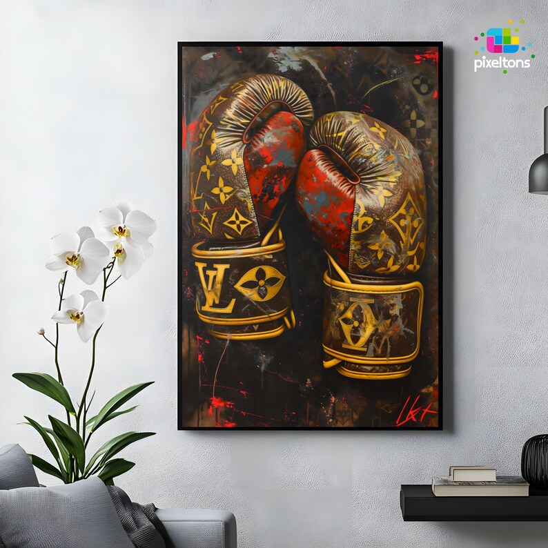 Luxury Boxing Gloves Wall Art Print Graffiti Street Art Brand Style
