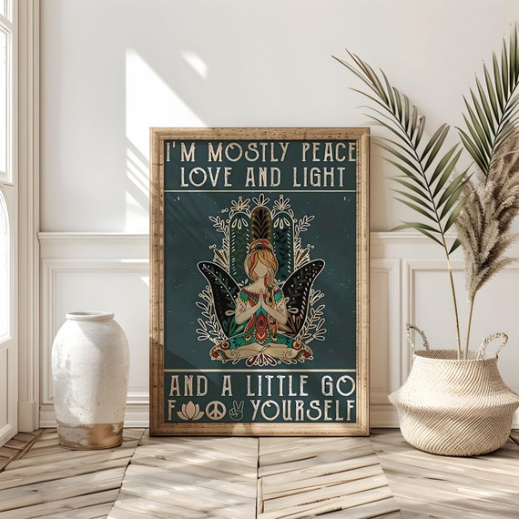 Funny Meditation Art Print: Boho Yoga Room Decor (Digital Download)