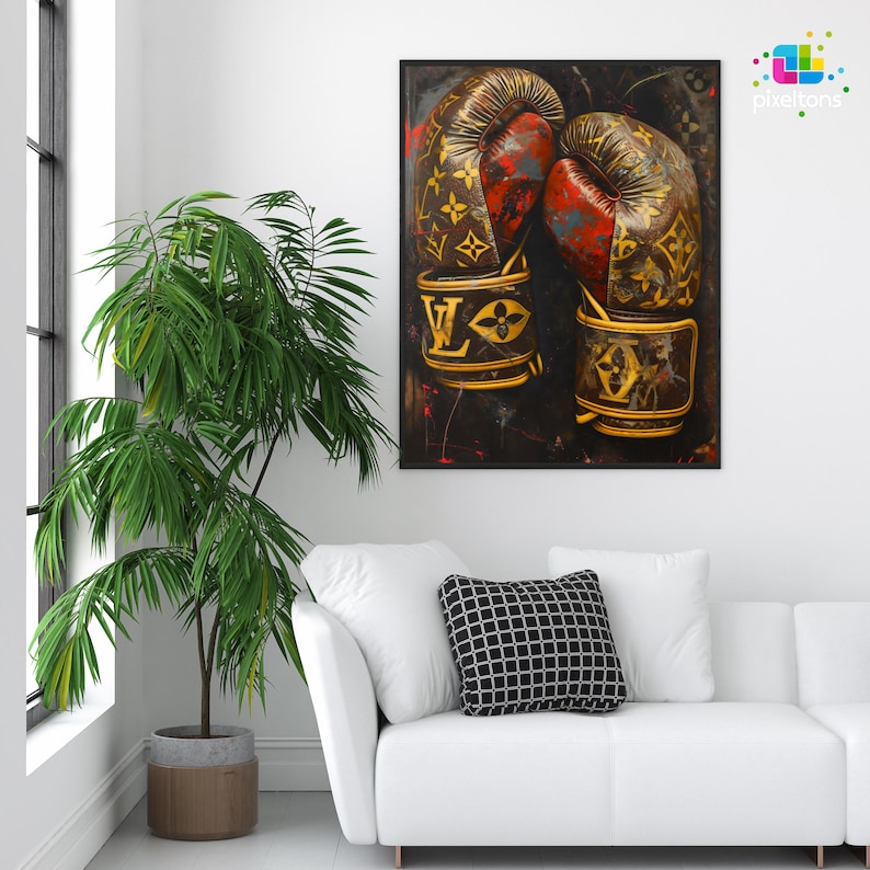 Luxury Boxing Gloves Wall Art Print Graffiti Street Art Brand Style