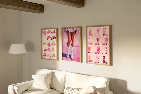 Coastal Cowgirl Art Print Set: Pink Western Decor (Digital Download)