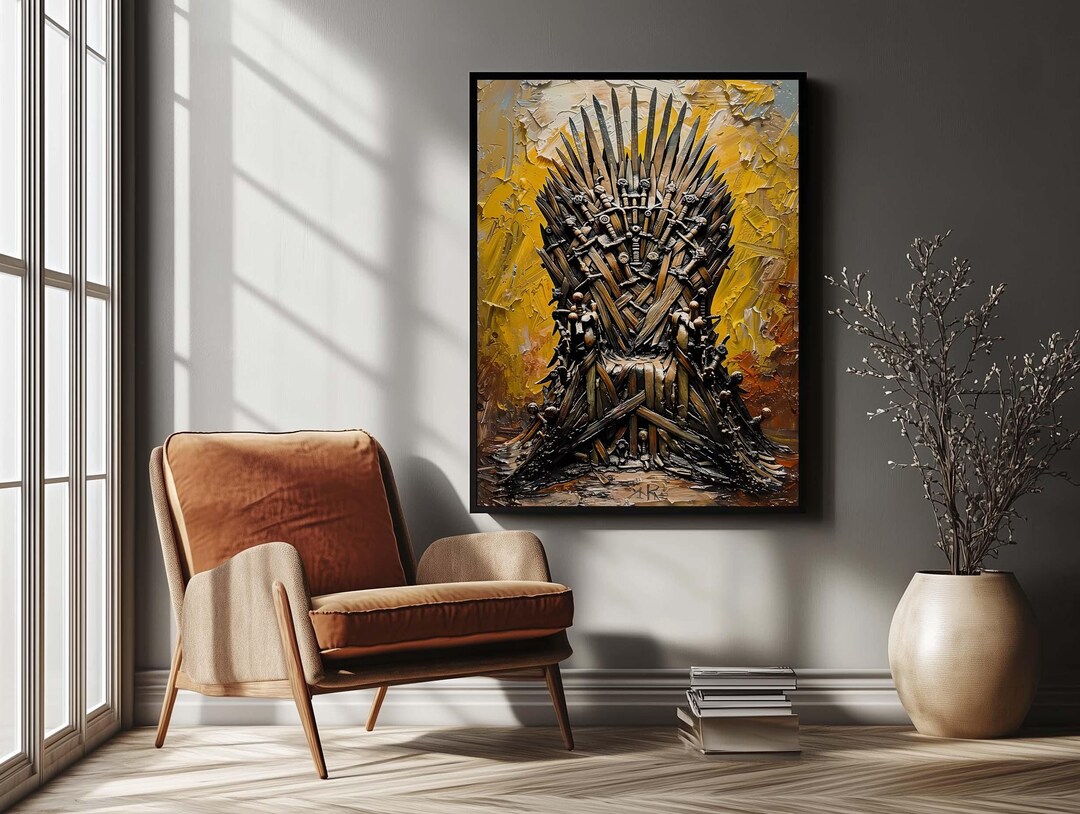 Iron Throne Wall Art Epic Fantasy Painting Print Textured Abstract ...