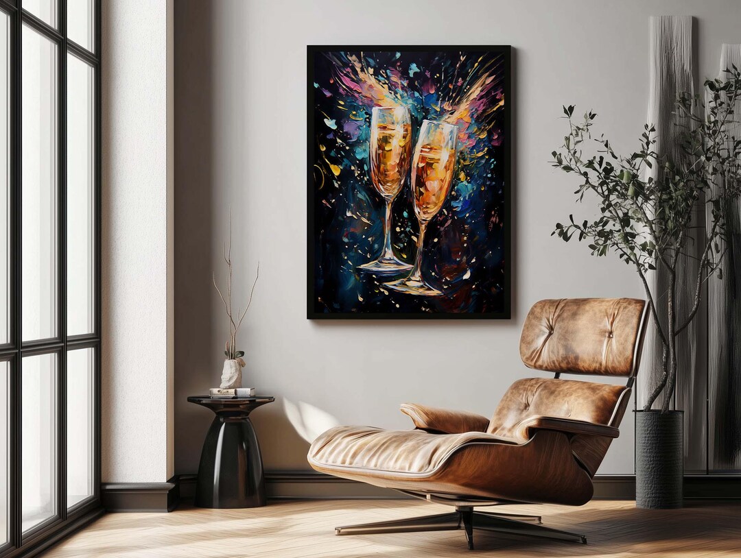 Abstract Toast Champagne Toast Painting: Abstract Celebration Art Print (digital ...