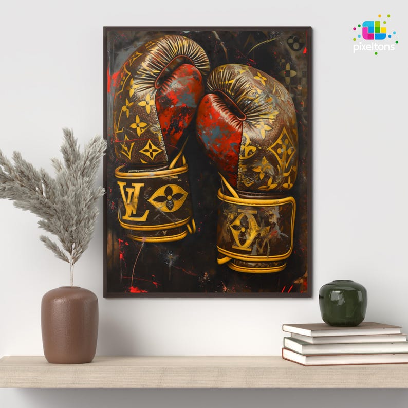Luxury Boxing Gloves Wall Art Print Graffiti Street Art Brand Style