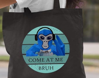 Gamer Monkey Tote Bag: Funny VR Merch, 100% Cotton Canvas Bag