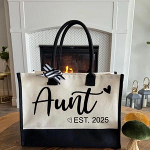 Personalized Aunt Tote Bag, Aunt Est. Year Tote Bag,Aunt Bag,Gift For Aunt,Mama Bag,New Aunt Bag,Mothers Day Gift,Mom Tote Bag,Gift For Aunt