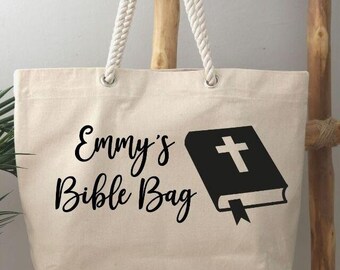 Personalized Christian Tote Bag, Religious Gift, Bible Verse