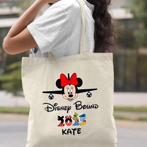 Personalized Disney Vacation Tote Bag, Minnie Mouse Design, 2025 image 1