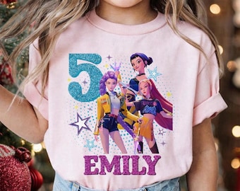 Custom Huntrix Birthday Girl Comfort Colors® Shirt, Personalized Kpop Demon Hunter Tee