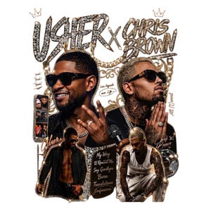 Usher and Chris Brown R&B Tour 2026 Digital PNG. Bootleg Rap Tee Design. Hip Hop Concert Graphic for Sublimation