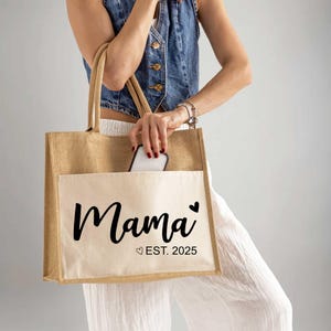 Custom Mom Heart 2025 Tote Bag, Personalized Gift For Mama, Mama Bag, New Mom Gift, Mom Life Bag, Mom Custom Gift, Mother&#39;s Day Gift