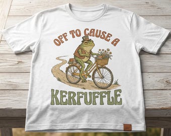 Frog Riding Bike Shirt, Vintage Cottagecore Graphic Tee, Retro Toad Apparel