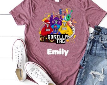 Camiseta personalizada con nombre de mono: divertida camiseta gráfica para gamers, para niños y adultos.
