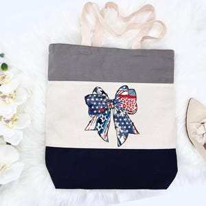 USA American Flag Star Tote Bag Coquette American Tote Bag American Flag Bag 4th of July Tote Bag Memorial Coquette Tote Bag