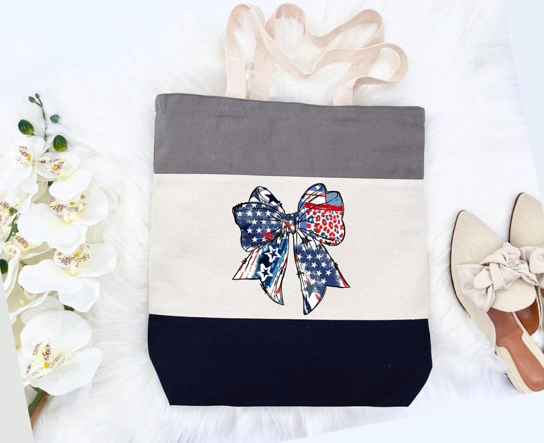 USA American Flag Star Tote Bag Coquette American Tote Bag American Flag Bag 4th of July Tote Bag Memorial Coquette Tote Bag