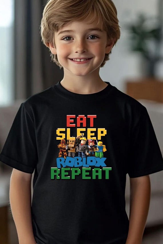 Kids Roblox T-Shirt: Eat Sleep Repeat, Gaming Tee