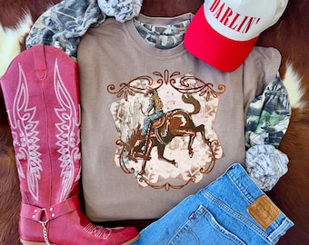 Western Rodeo Cowgirl Shirt, Vintage Western Graphic Tee, Country Concert Outfit, Rustic Boho Cowgirl Tee, Comfort Colors Western Shirt