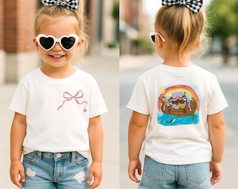 Noah’s Ark Toddler Girl Shirt Christian Little Girl T-Shirt Cute Church Outfit for Girls Bible Verse Shirt Faith Shirt for Kids