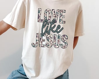 Jesus Loves You Oversized Camo Shirt Western Christian Comfort Colors Tee Camouflauge Christian Apparel Gift Bible Verse Tee